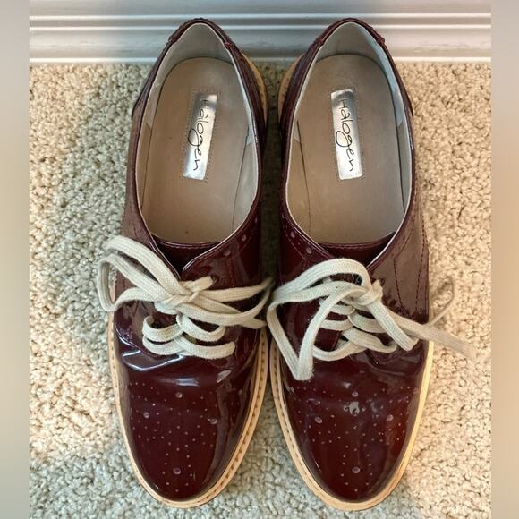 HALOGEN | Burgundy Leather Oxford Flats | Women’s Size 6.5 - Picture 3 of 5